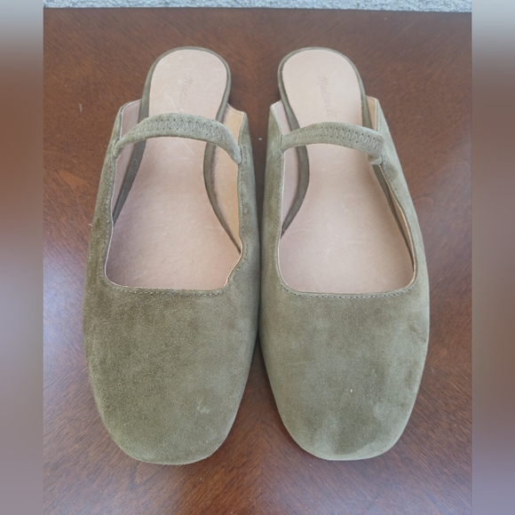 Madewell Shoes - Madewell Olive Suede Mary Jane Flats